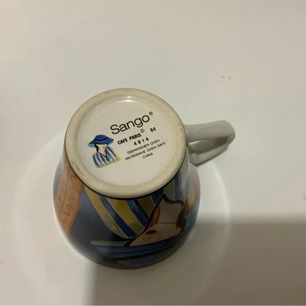 Sango Cafe Paris Microwave Oven Safe Women In Hats Coffee Mug Cups Set Of 2 G3